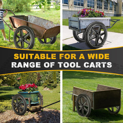 20x1.95" Rim Flat Free Cart Tire Assembly for Rubbermaid Garden Yard Cart, Garden Cart Wheels 20 inch with 5/8" Bearing Replacement for Wheelbarrow, Garden Trailers, Roofing Equipment by AZUNYYDS