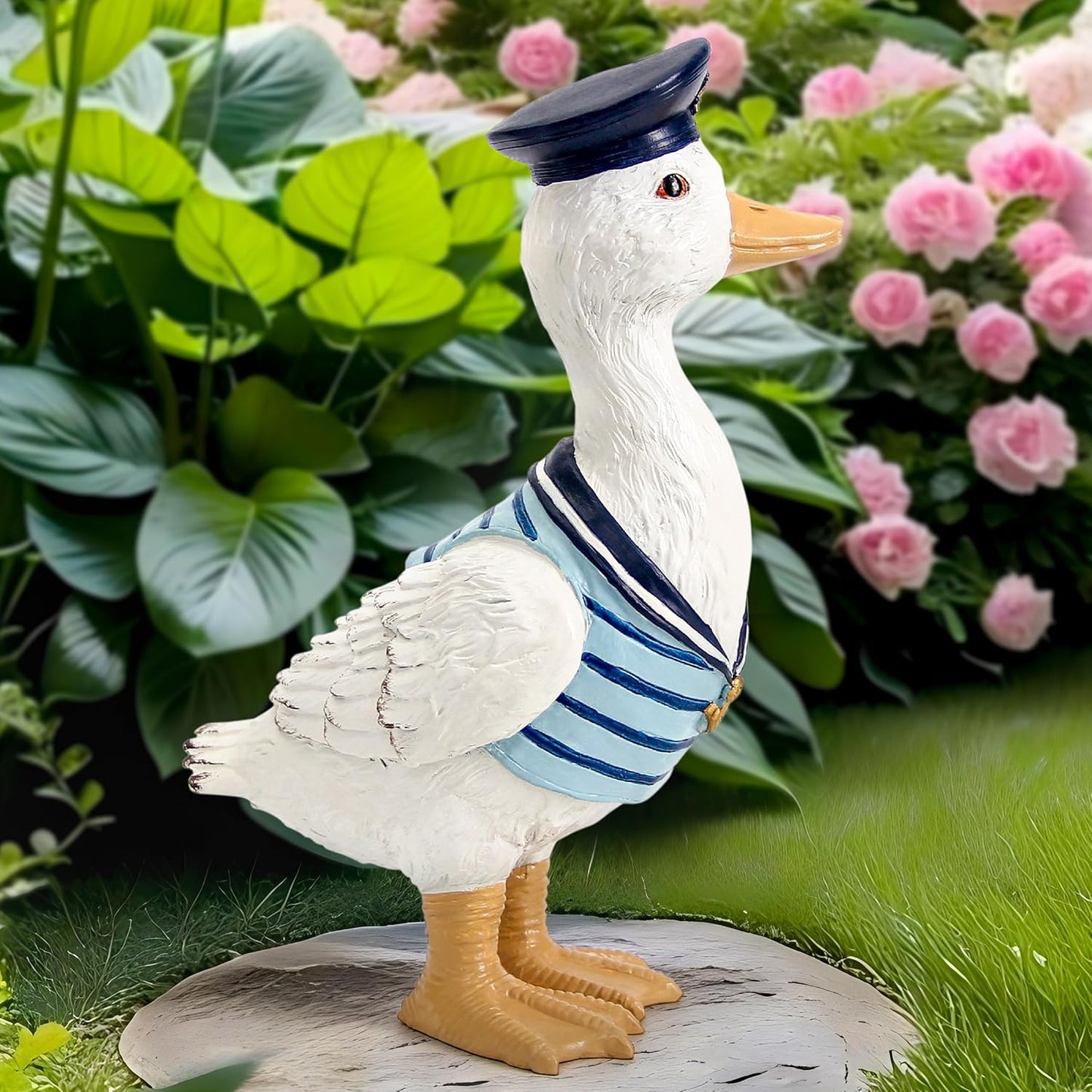 Garden Duck Statues for Outdoor Decorations,Porch Duck Figurine Sculptures for Garden Decor,Animal Statue Beach Nautical Ducks Decor for Indoor Outside Porch Patio Yard Lawn Home Shelf Decor Accent