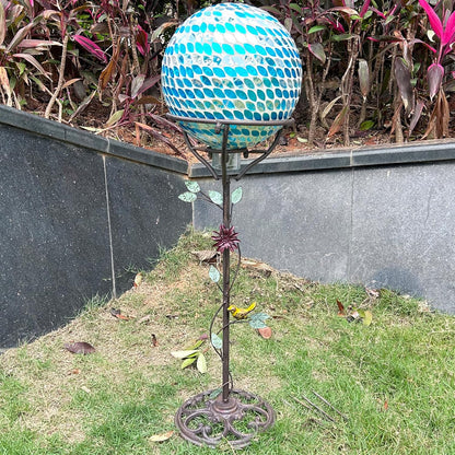 24.5"H Vintage Gazing Globe Stand, Metal Gazing Ball Holder with Cast Iron Base, Garden Gazing Ball Display Stands for 10 Inches Gazing Globes, Glass Ball Stand Holder for Indoor Outdoor Lawn Patio