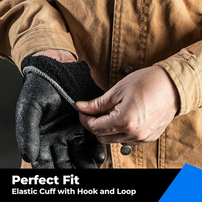 Waterproof Gloves for Men and Women, Freezer Gloves with Grip, Double Nitrile Dipped for Extreme Oil Repellent, for Construction, Mechanics, Mining, Plumbing, Black, Medium