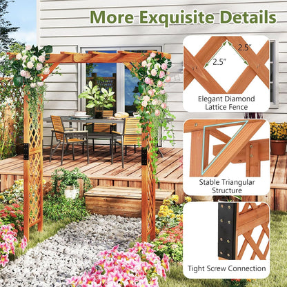S AFSTAR 84" Wooden Garden Arbor, Plant Climbing Arch Trellis Pergola Archway Wedding Arch for Outdoor, Yard, Ceremony Christmas Decoration (Brown)