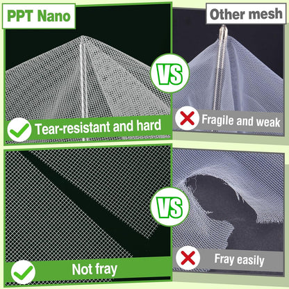 Stronger Garden Mesh Netting - 10 x 12 ft PPT Nano Bird Net Barrier, Mosquito Netting Screen for Outdoor Plants Vegetables Patios Balconies Terraces, Shading Rate 20% (White)