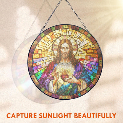 FLAGWIX Christmas Christian Gifts for Women Faith - Stained Glass Window Hanging 8 in - Birthday Catholic Religious Gifts, Suncatchers Windows Hanging, Spiritual Suncatcher Home Garden Decor