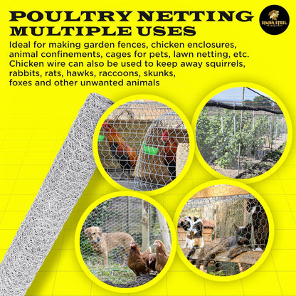 Chicken Wire 36 in x 200 FT x 2” Mesh x 20GA | Poultry Wire Netting | Hot Dipped Galvanized | Chicken Coop, Rabbit Cage, Fence Barrier (36 x 200 x 2)
