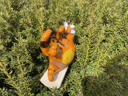 Ceramic Garden Decor - Cat Lawn Stake - Outdoor Statue - Perfect, Unique Gifts for Gardeners Woman, Men, Yard Gifts - Handmade, Frostproof