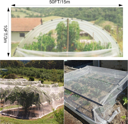 10 x 50FT Garden Netting, Cookmaster Plant Covers Durable Ultra Fine Mesh Protection, Garden Plant Row Cover, Raised Bed Barrier Screen Protection Net Cover for Plant Vegetable Fruit Flower