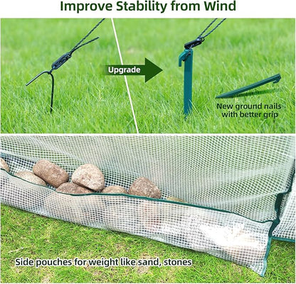 Ohuhu Portable Tunnel Greenhouse Outdoor: Heavy Duty Walk in Green House with Mesh Windows Durable Plastic PE Cover for Outside, 5.9x5.9x6.6 FT, White