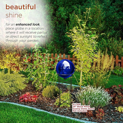 Alpine Corporation | 10" Indoor/Outdoor Glass Gazing Globe — Festive Garden & Yard Décor Accent — Blue