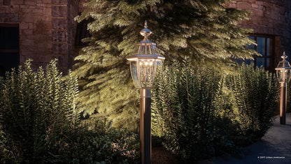 Urban Ambiance Luxury Colonial Outdoor Post Light, Large Size: 23" H x 12.5" W, with Tudor Style Elements, Versatile Design, Classy Aged Silver Finish and Beveled Glass, UQL1151