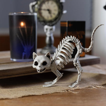 SCS Direct Kitten Skeleton Halloween Decoration (3 Pack)-7.5" Long-Weather Resistant - Upgrade Your Fall Graveyard Haunted House Party Props, Trick-or-Treat Decor, School Classroom
