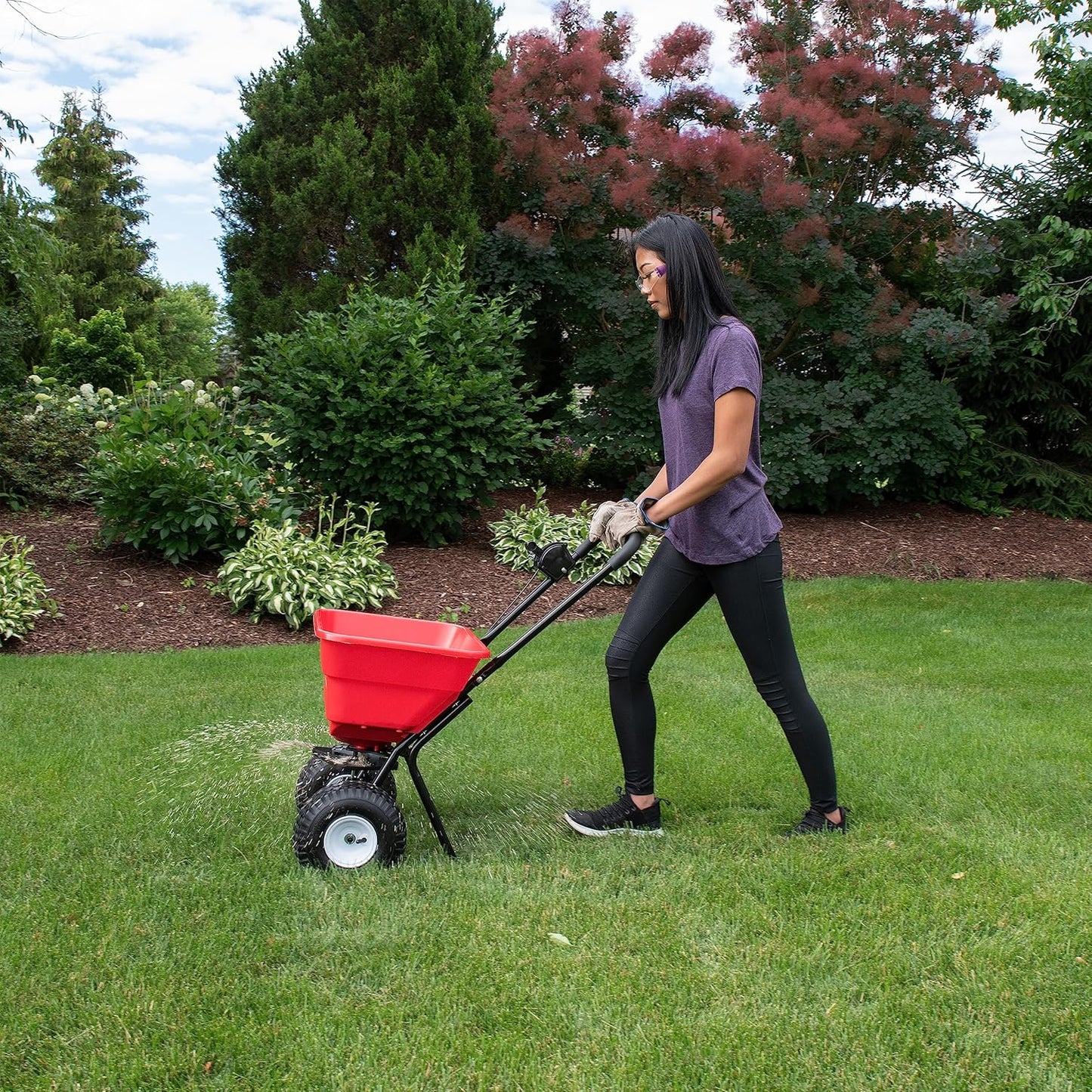 EarthWay 2050P 80lb Broadcast Spreader, Lawn Aerator, Fertilizer Spreader, 80lb Capacity, Pre-Assembled, with Rustproof Poly Hopper and Adjustable Drop Rate for Lawn Care & Seed Spreading