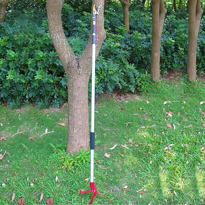 4.6-10 Foot Extendable Tree Pruner, Cut and Hold Pruning Trimmer, Long Reach Pole Saw, Telescoping Fruit Picker, Branches Bypass Lopper