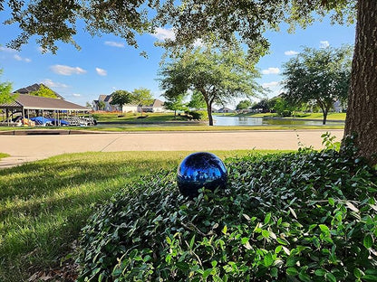Lulu Decor, 12 Stainless Steel Gazing Ball, Shiny Garden Decoration (Blue)