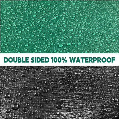 Tarp 12x16 ft Heavy Duty 100% Waterproof 10mil,UV Resistant,Durable Grommets and Reinforced Edges Green/Black Tarp for Camping, Swimming Pools,Car Coverage -by MVPNET
