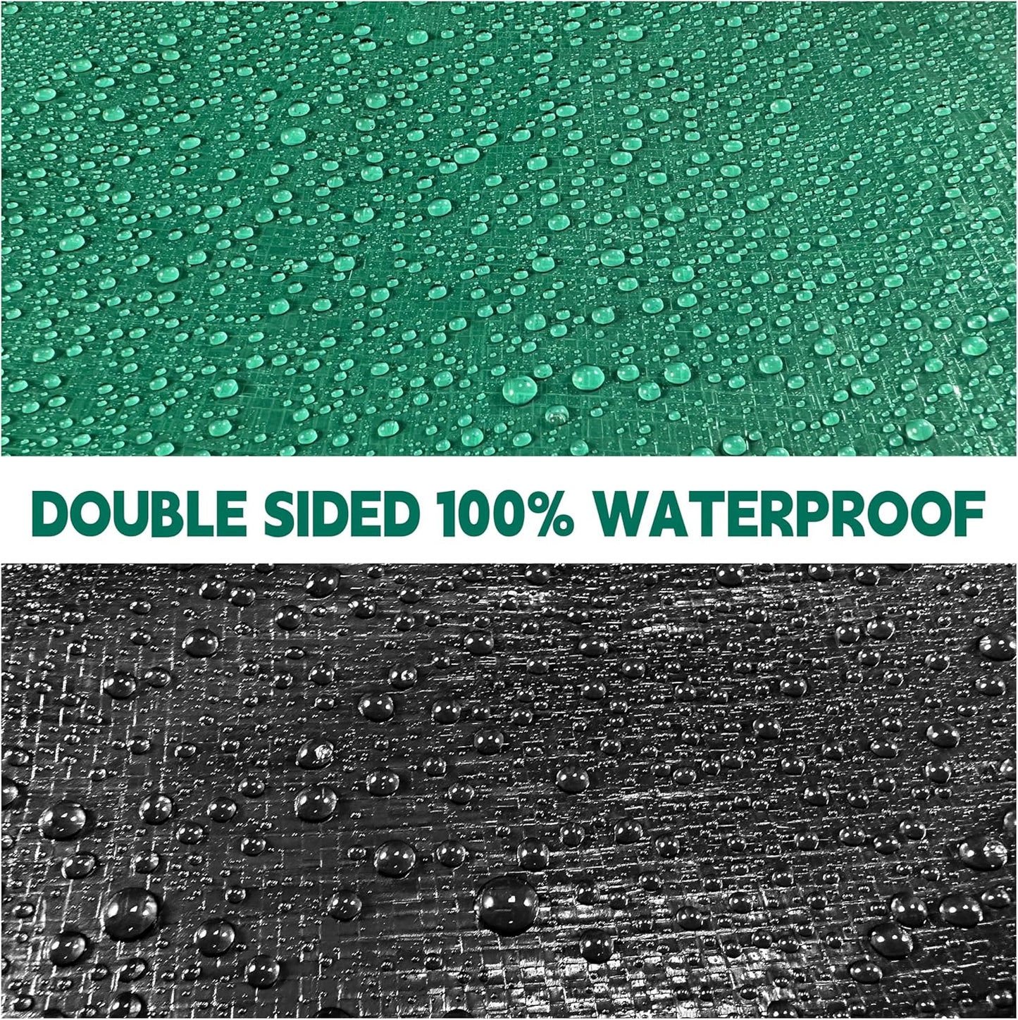 Tarp 20x40 ft Heavy Duty 100% Waterproof 10mil,UV Resistant,Durable Grommets and Reinforced Edges Green/Black Tarp for Camping, Swimming Pools,Car Coverage -by MVPNET