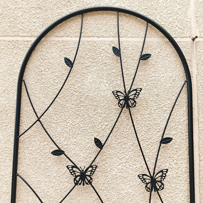 2 Pack Metal Garden Trellis 86.7" Tall Outdoor Climbing Plant Support for Roses, Flowers, Rustproof Durable Black Galvanized Tube, Lawn Garden Fence Decor Screen (2, Black flutter-86.7" H)