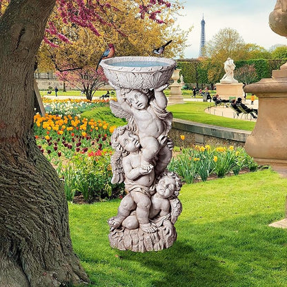 Design Toscano NG27902 Three Cherubs with Urn Decorative Object, ancient ivory