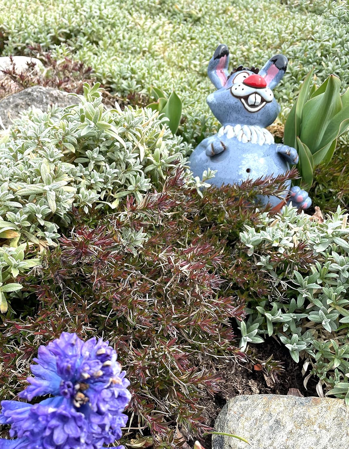 Ceramic Garden Decor - Bunny Lawn Stake - Outdoor Statue - Perfect, Unique Gifts for Gardeners Woman, Men, Yard Gifts - Handmade, Frostproof