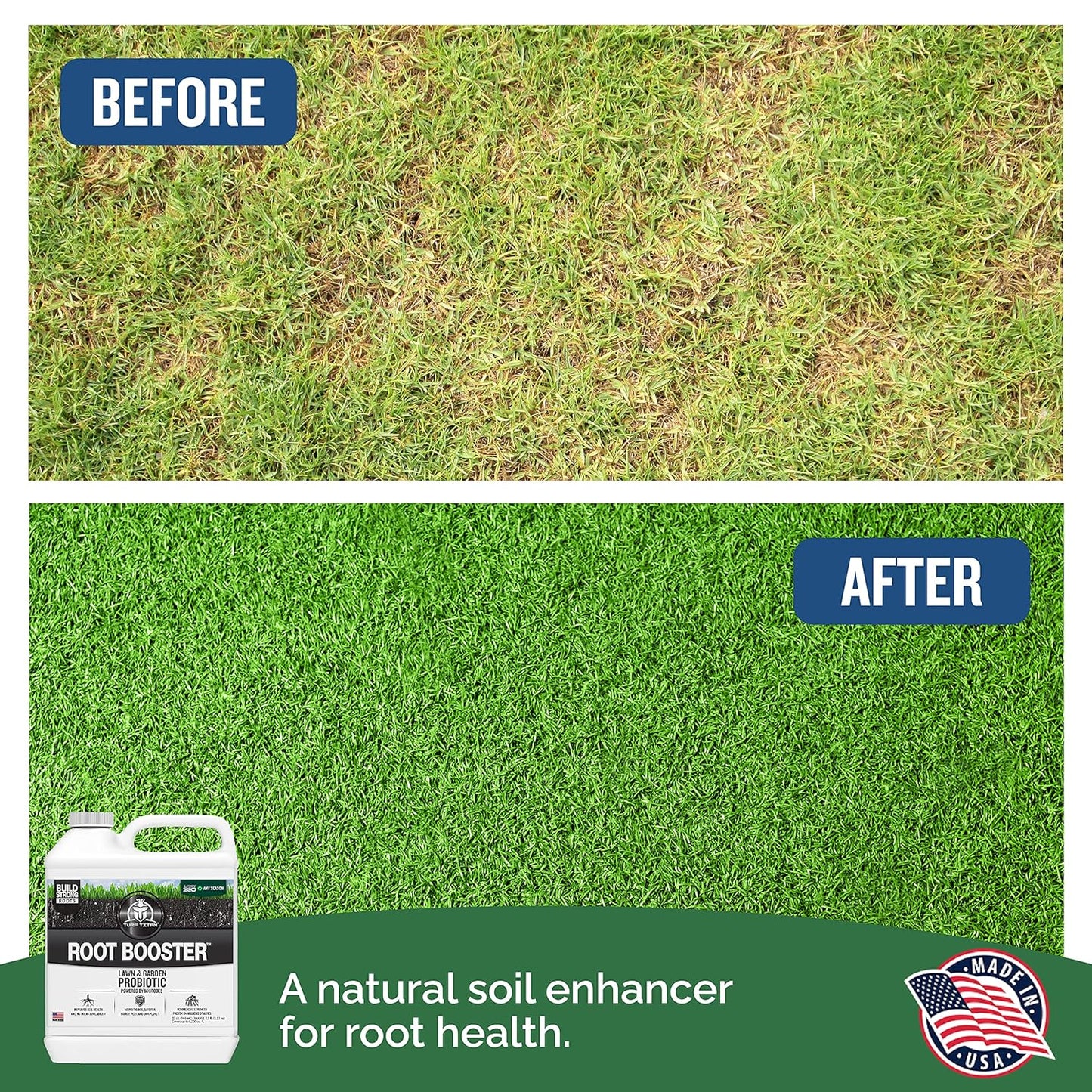 Turf Titan Root Booster – Grass Probiotic & Garden Booster – Natural Liquid Probiotic for Lawn Care – Green Lawn Enhancer for Yard Maintenance – Covers up to 8,000 Sq Ft