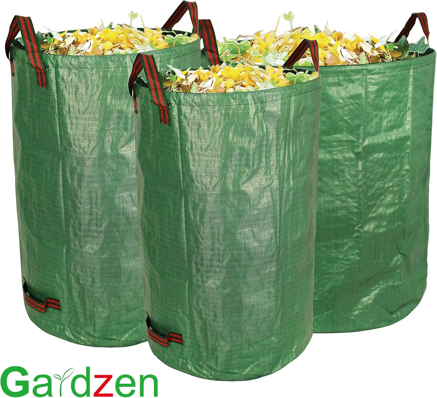 Gardzen 32&40&72 Gallon Yard Waste Bags, Reusable Heavy Duty Collapsible Garden Leaf Bags with Plastic Ring, Stand-Up Yard Waste Bin for Leaves, Lawn Debris & Grass Clippings