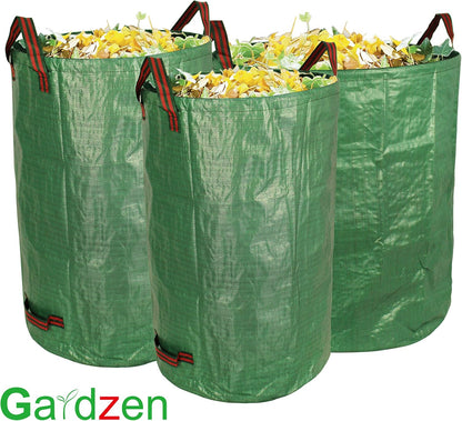 Gardzen 32&40&72 Gallon Yard Waste Bags, Reusable Heavy Duty Collapsible Garden Leaf Bags with Plastic Ring, Stand-Up Yard Waste Bin for Leaves, Lawn Debris & Grass Clippings