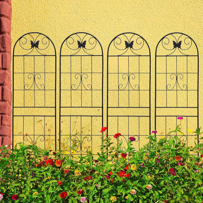 4 Pack Garden Trellises with Black Metal Coating, Trellis for Climbing Plants Outdoor, Roses, Vegetables, Vines, Cucumbers-19.7×71 inches.