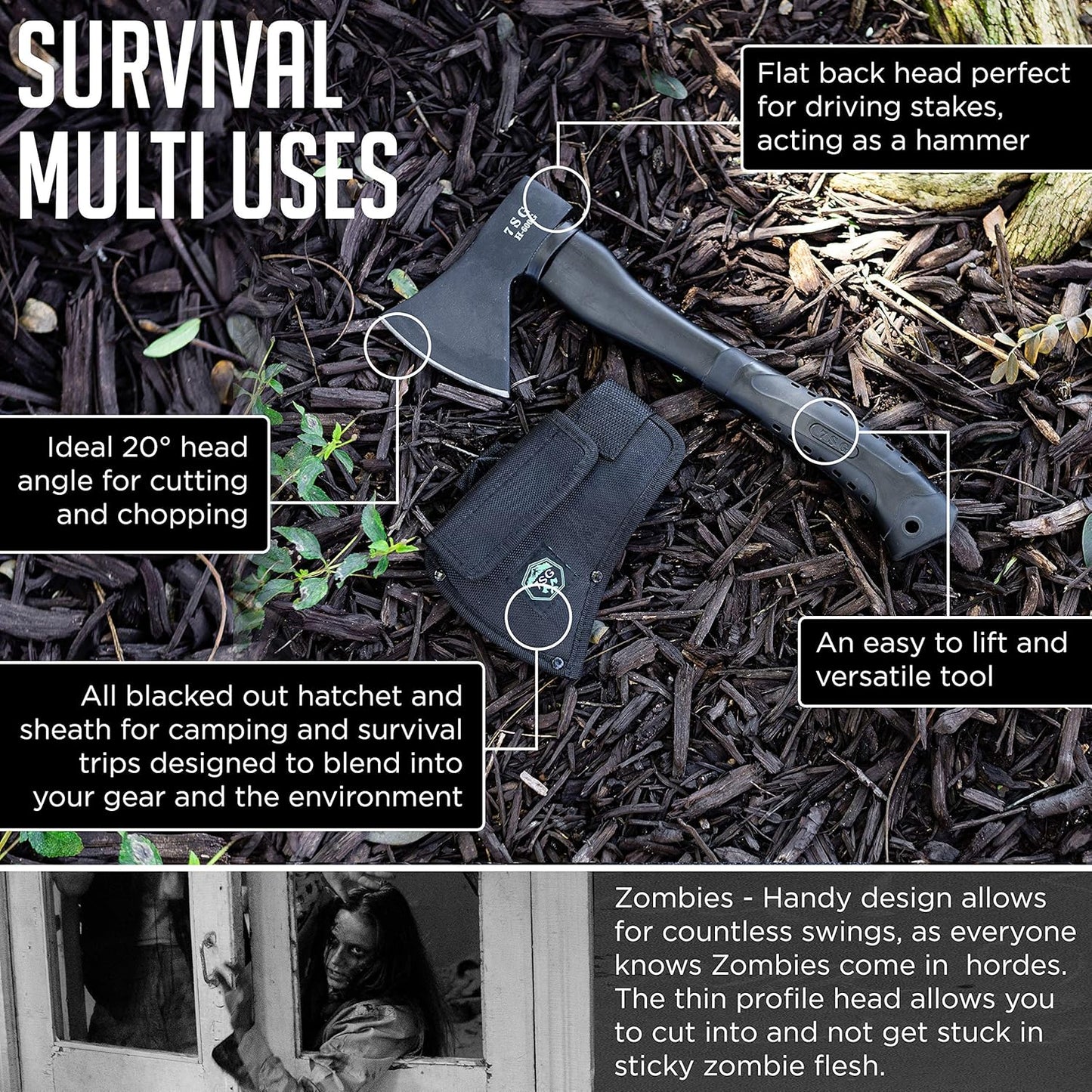 Camping Axe - Camping Hatchet with Sheath -Survival Throwing Axe - Survival Hatchets for Camping and Chopping Wood - Tactical and Survival Hatchet - Bushcraft Axe for Camping