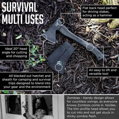 Camping Axe - Camping Hatchet with Sheath -Survival Throwing Axe - Survival Hatchets for Camping and Chopping Wood - Tactical and Survival Hatchet - Bushcraft Axe for Camping