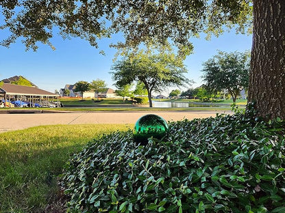 Lulu Decor, Size 12 Green Stainless Steel Gazing Mirror Ball, Smooth Reflective Shiny Garden Decoration Globe