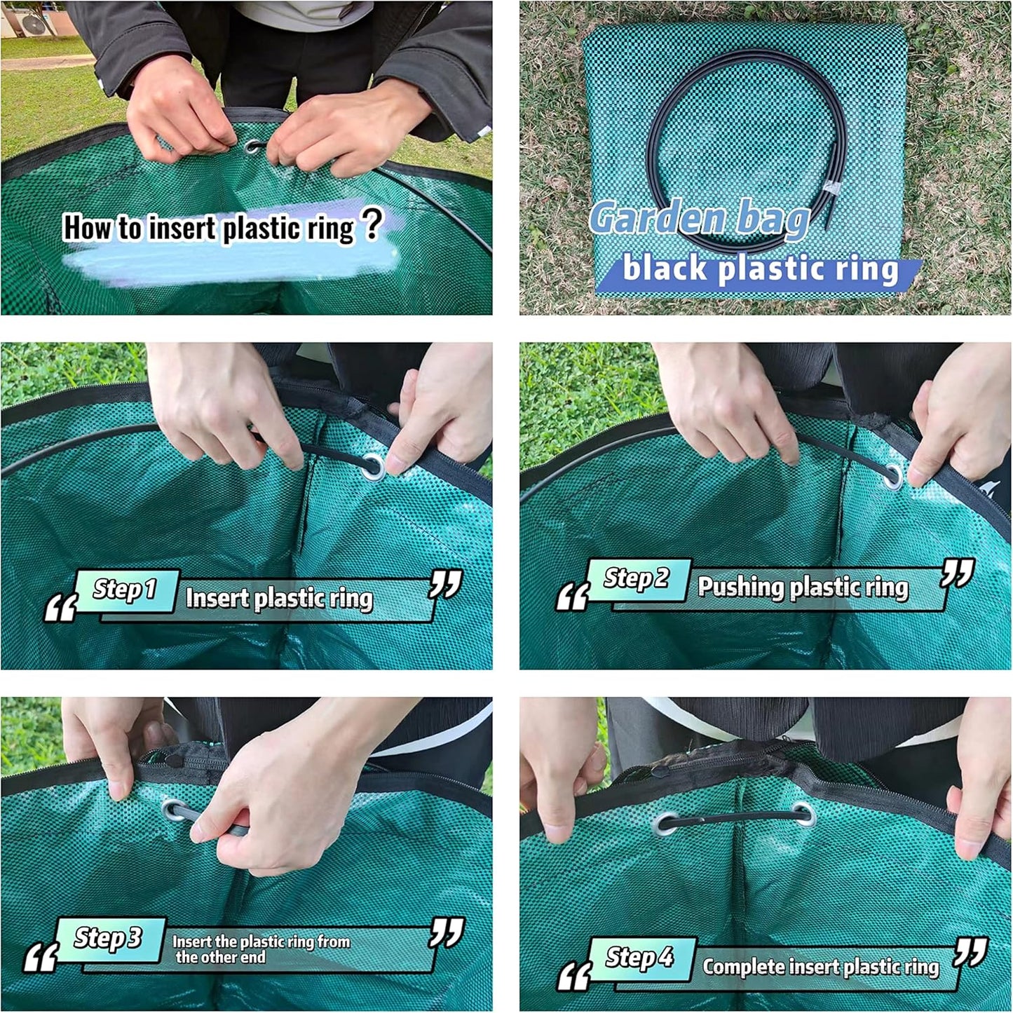 2 Pack 32 Gallons Reusable Yard Waste Bags with Zipper Lid Garden Waste Bags with 4 Handles Outdoor Heavy Duty Gardening Lawn Leaf Bags Large Garden bags for Collecting Leaves Weeds Debris