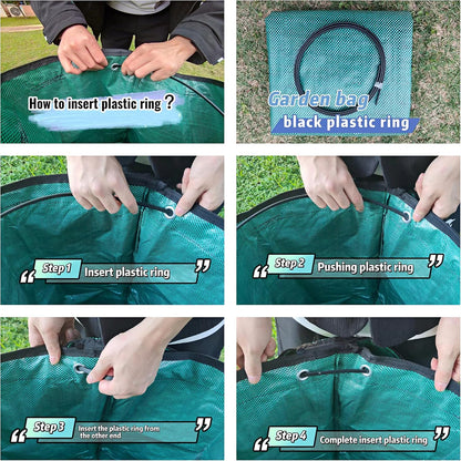 2 Pack 32 Gallons Reusable Yard Waste Bags with Zipper Lid Garden Waste Bags with 4 Handles Outdoor Heavy Duty Gardening Lawn Leaf Bags Large Garden bags for Collecting Leaves Weeds Debris