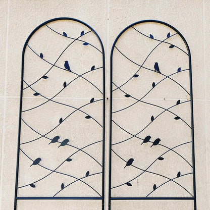 Metal Garden Trellis Rustproof Trellis for Climbing Plants Outdoor Flower Support Bird Deco (Black-4 Pack, 86.7"x19.7")