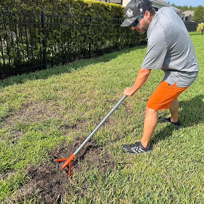 Garden Rake 17 Tempered Spring Steel Tines Heavy Duty Rake for Lawns Bow Rakes Metal Rakes with 62 Inch Stainless Steel Adjustable Long Handle for Loosening Soil Yard Work