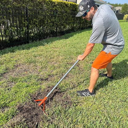 Garden Rake 17 Tempered Spring Steel Tines Heavy Duty Rake for Lawns Bow Rakes Metal Rakes with 62 Inch Stainless Steel Adjustable Long Handle for Loosening Soil Yard Work