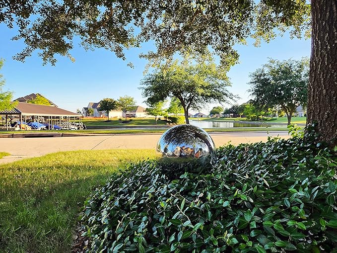 Lulu Decor, Size 18 Silver Stainless Steel Gazing Mirror Ball, Smooth Reflective Shiny Garden Decoration Globe