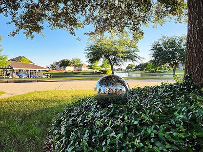Lulu Decor, Size 18 Silver Stainless Steel Gazing Mirror Ball, Smooth Reflective Shiny Garden Decoration Globe