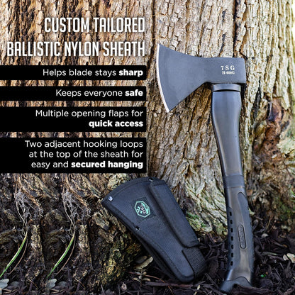 Camping Axe - Camping Hatchet with Sheath -Survival Throwing Axe - Survival Hatchets for Camping and Chopping Wood - Tactical and Survival Hatchet - Bushcraft Axe for Camping