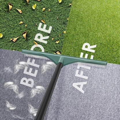 ORIENTOOLS Artificial Turf Rake, Grass Rake with 4 Sections Adjustable Steel Handle from 30" to 53", Hand Telescopic Brush, for Artificial Turf, Patios, Carpets, Pet Hairs and Garden Lawn Clean
