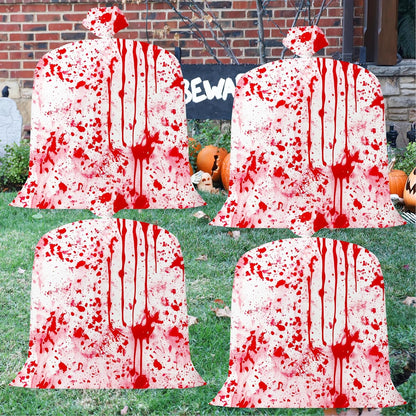CNhoqc Halloween Lawn Leaf Bags - 16Pcs Halloween Bloody-Themed Thick Plastic Garbage Bags with Twist Ties, Fall Yard Leaf Trash Equiement, Reusable Plastic for Garden Outdoor Decorations Party Favor