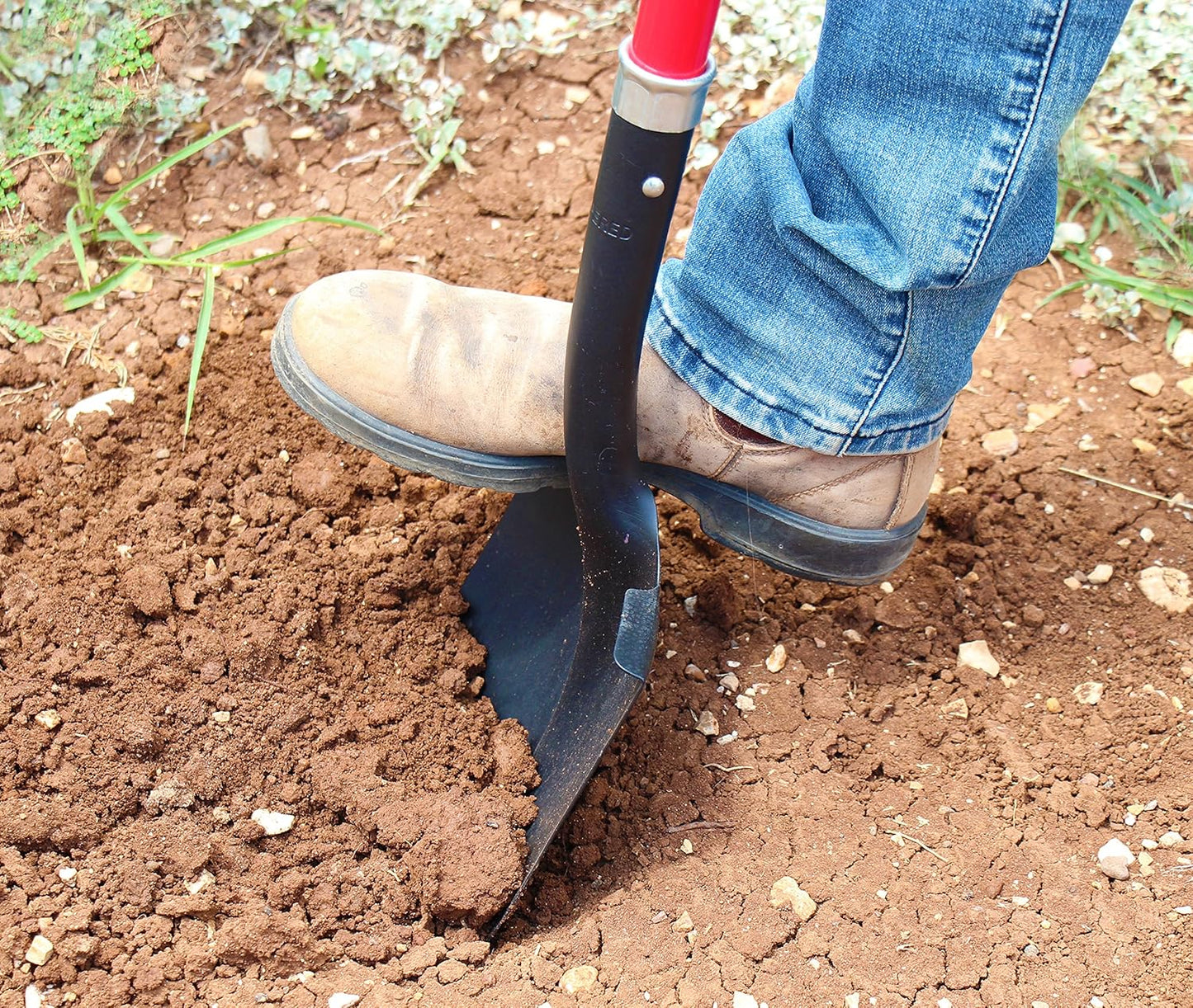 TABOR TOOLS Shovel with Rounded Blade and Long Straight 45 Inch Fiberglass Handle, Digging Spade. J202A. (Straight Handled, Round Blade)
