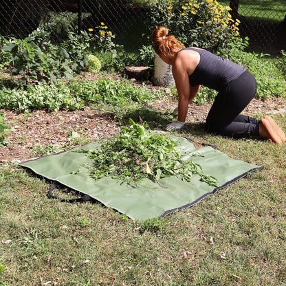 Garden and Landscape Bag, Portable Leaf and Weed Tarp with Handles, Reusable Leaf Bag, 48" X 56" Weed and Landscape Tarp