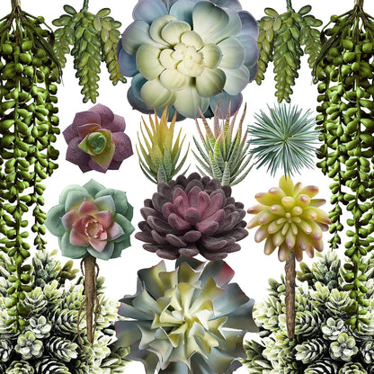 Artificial Succulents - 15 Pack - Premium Unpotted Succulent Plants Artificial - Realistic Textured Succulents - Fake Succulent Plants for DIY - Feaux Faux Cactus Plant Bulk