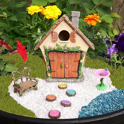 Meadow & Oak Fairy House Kit, Outdoor Fairy Garden Kit for Kids & Adults, Fairy Garden House with Doors That Open & Fairy Garden Accessories, Magical Fairy Garden Set Includes Adorable Accessories
