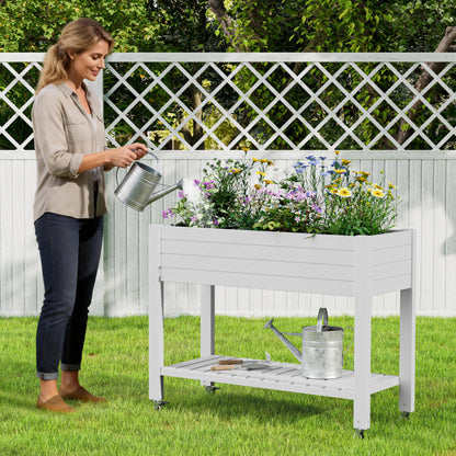 WTFGO Elevate 33.7" Tall Raised Garden Bed with Wheels, Divisible Resin Planter Box with Drainage