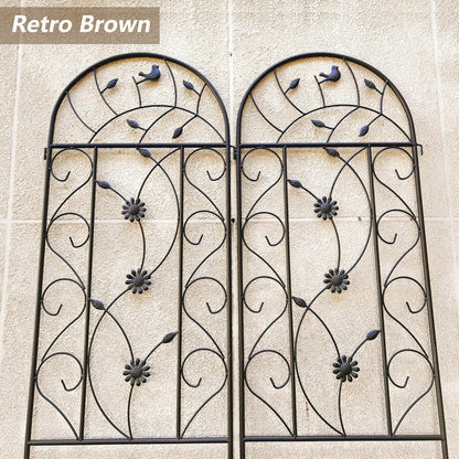 4 Pack Metal Garden Trellis 86.7" Tall Outdoor Climbing Plant Support for Roses, Flowers, Rustproof Durable Brown Galvanized Tube, Lawn Garden Fence Decor Screen (4, Retro-86.7" H)