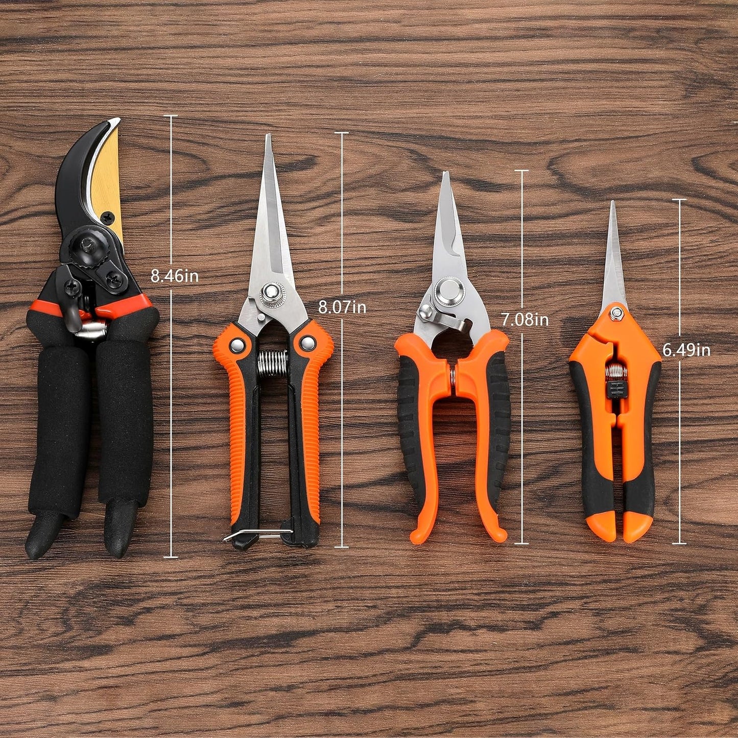 5 pack Garden Pruning Shears Stainless Steel Blades, Handheld Scissors Set with Gardening Gloves,Heavy Duty Garden Bypass Pruning Shears,Tree Trimmers Secateurs, Hand Pruner (Classic)