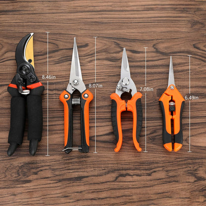5 pack Garden Pruning Shears Stainless Steel Blades, Handheld Scissors Set with Gardening Gloves,Heavy Duty Garden Bypass Pruning Shears,Tree Trimmers Secateurs, Hand Pruner (Classic)