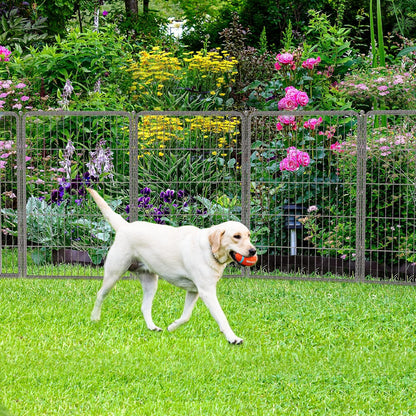 FXW Garden Fence Outdoor for The Yard – 40in(H) x 54.7ft(L) Heavy Duty Metal Animal Barrier for Dog and Rabbit, Decorative Dog Fence, 24 Panels, Silver