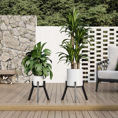 Adjustable Plant Stands Set of 2, Metal Modern Small Plant Holder, Heavy Duty Stable Flower Holder Stand rack for 10-16 Inch Indoor Outdoor Corner Living Room Balcony Office Black PS-007BK-2