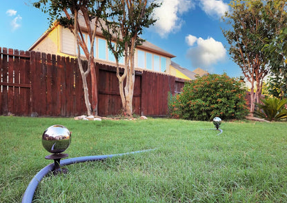 Lulu Decor, Garden Silver Gazing Ball Hose Guide, Set of 2. Strong and Decorative Hose Guide that Protects Your Plants While Providing Elegance to Your Garden